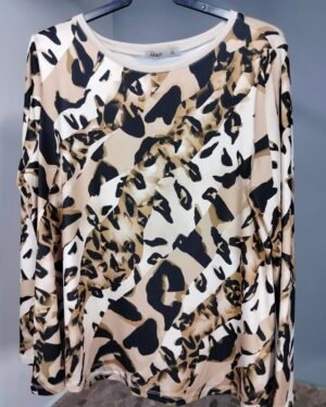 Blusa Estampada de Manga Larga con Lurex – Elegancia Cómoda y Brillante