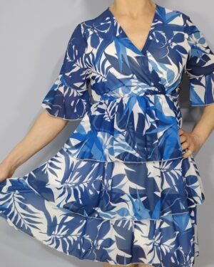Vestido Estampado con Manga de Volante – Elegancia Ligera para Cada Día