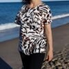 Blusa Estampada - Cuello Caja y Lazo Lateral