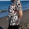Blusa Estampada - Cuello Caja y Lazo Lateral