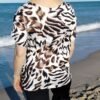Blusa Estampada - Cuello Caja y Lazo Lateral