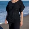 Blusa Perforada – Manga con Vuelta & Detalle Bordado