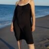 Vestido Largo Negro – Tirante con Lurex & Caída Fluida