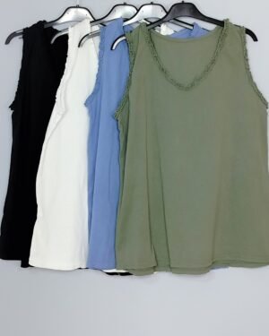Camiseta de Tirantes Fruncidos – Punto Fresco y Toque Italiano
