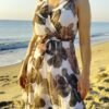 Vestido Cruzado Estampado – Gasa con Movimiento y Forro de Viscosa