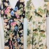 Vestido Floral Largo – Cuello Cruzado & Manga Acampanada