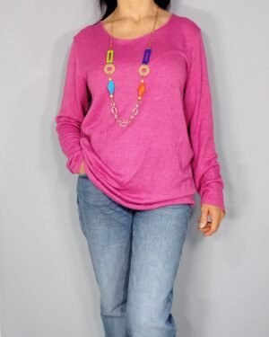 0160-sueter-punto-cuello-barca-ROSA-01 Suéter de Punto – Cuello Barca con Collar Incluido