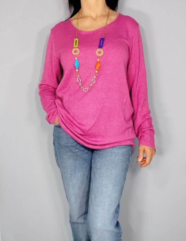 0160-sueter-punto-cuello-barca-ROSA-01 Suéter de Punto – Cuello Barca con Collar Incluido