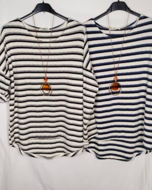 oplus_32 Suéter Rayas con Lurex – Cálido, Cómodo y con Brillo Sutil