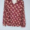oplus_32 Blusa Estampada – Solapa Pequeña y Caída Aterciopelada