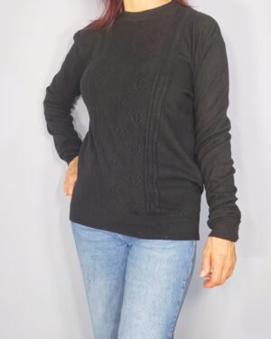 338-sueter-punto-cuello-caja-diamantes-NEGRO-01 Suéter de Punto – Cuello Caja con Motivos en Diamante