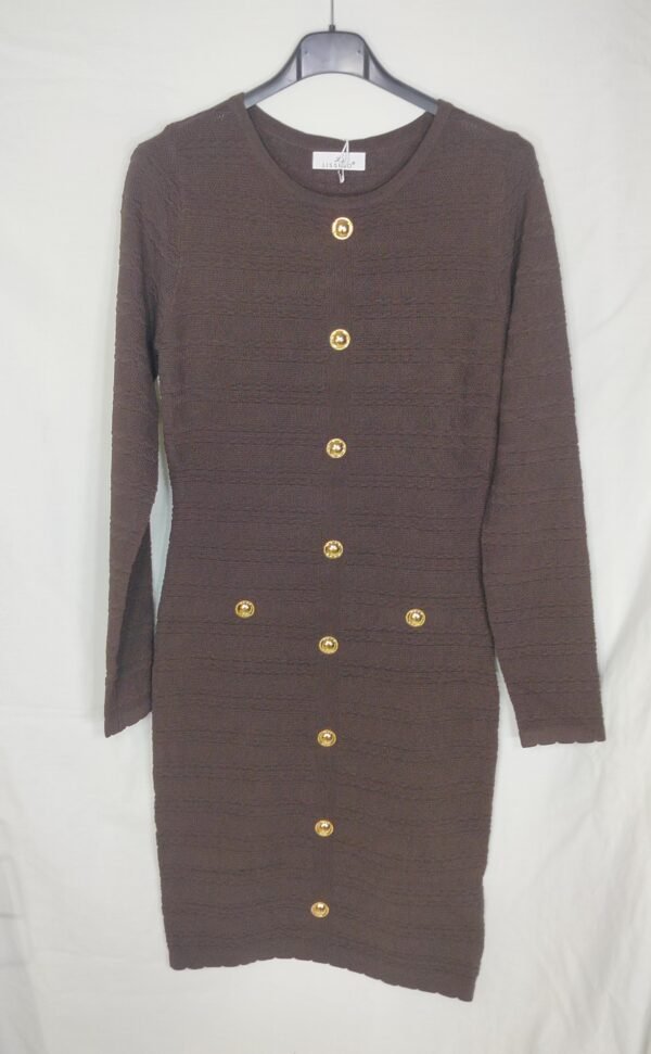 9716-vestido-de-punto-botones-MARRON-01 Vestido de Punto Zig-Zag